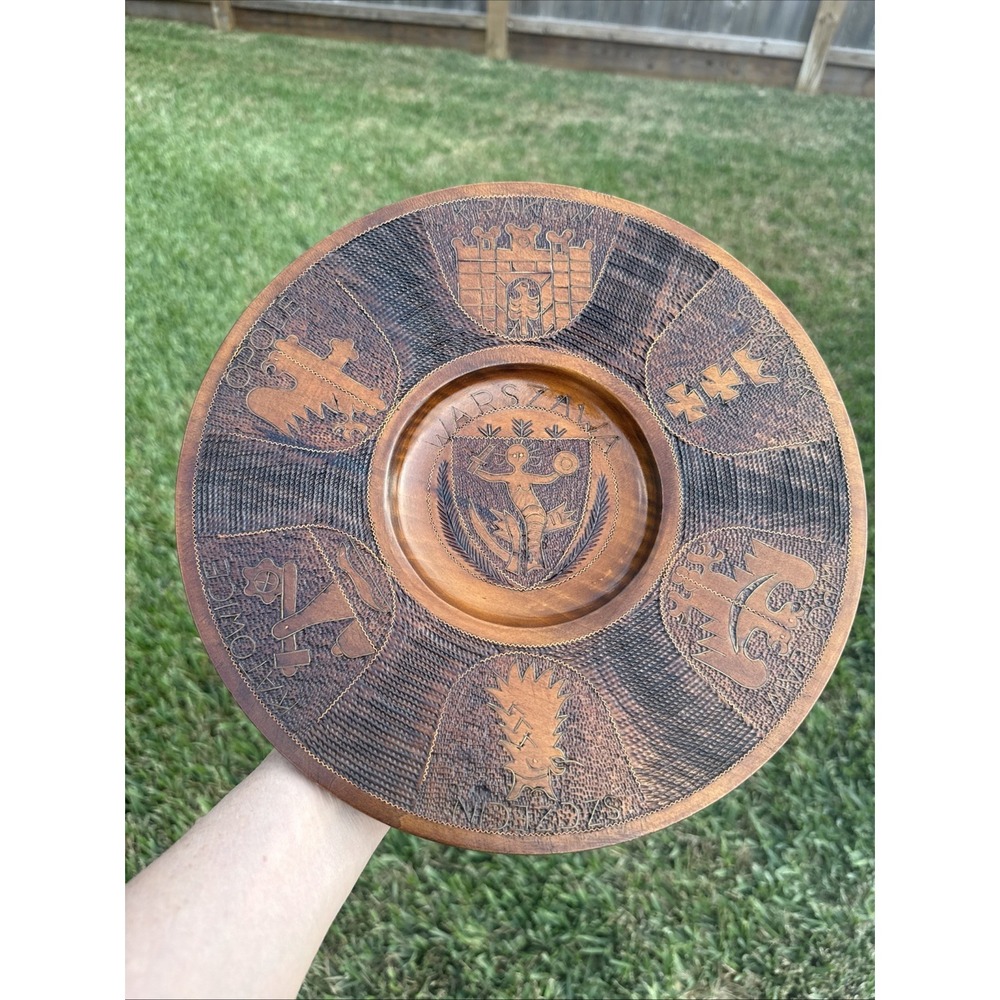 VTG Warszawa Features Warsaw  Nike - Hand Carved Wooden Plate